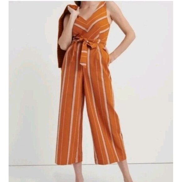 LUCKY BRAND Women's Jumpsuit Striped Boho Summer 100% Cotton Size Medium - Picture 2 of 14
